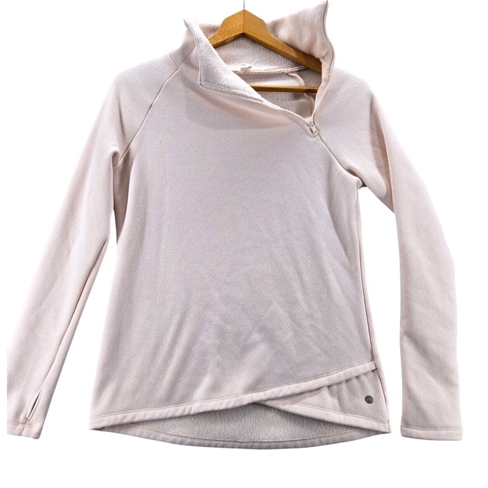 Apana Womens Fleece Lined Sweater Size XS Pink Asymmetrical Zip Mock Neck